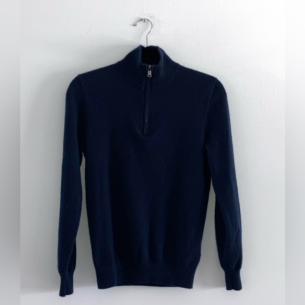 J Crew Men’s size XS 100% Cashmere quarter zip sweater